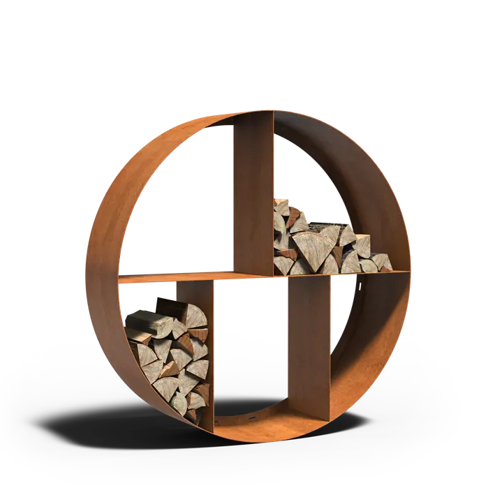 Cortenstalen houtopslag LOGG ronde BHSR2