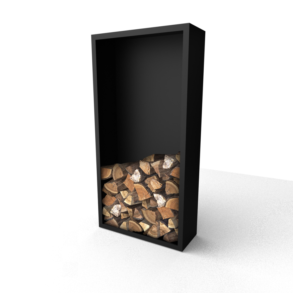 Stalen houtopslag BELTZA zwart met rug BeltzaAWS5