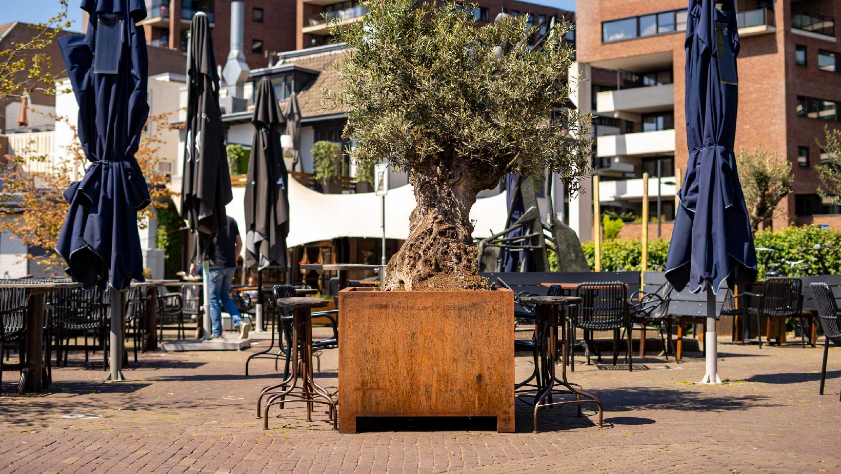 Plantenbakken als terrasafscheiding