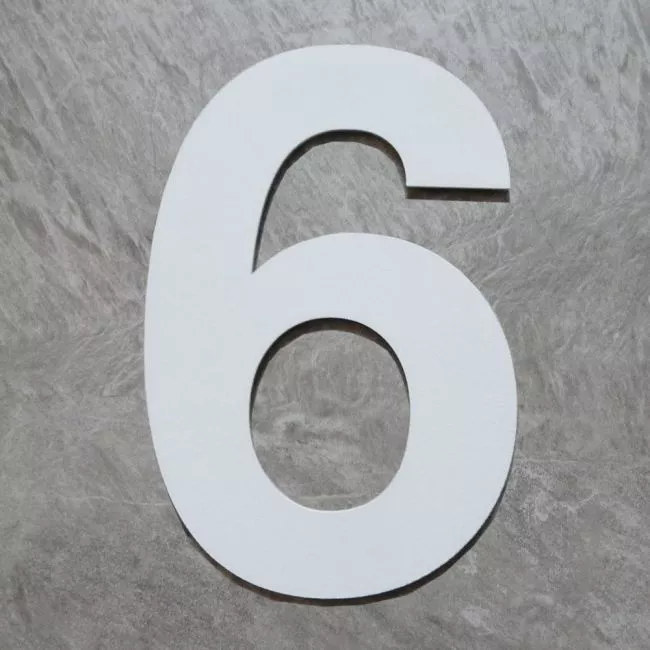 Huisnummer WIT Bold 120mm nr 6