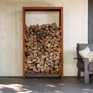 Cortenstaal houtopslag